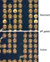 Figure 9. 180 &mu;m aperture stencil, print quality.